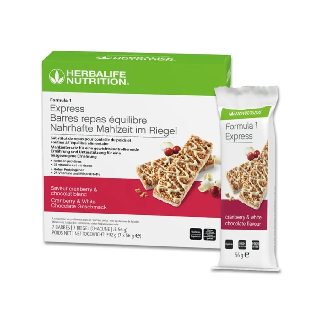 Herbalife Formula 1 Riegel Express – Cranberry & White Chocolate 7 x 56g