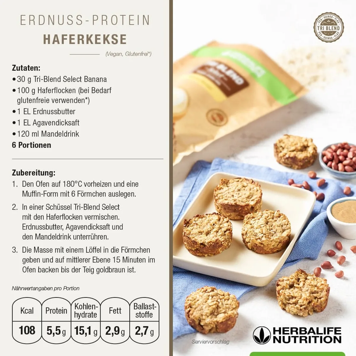 Erdnuss-Protein Haferkekse