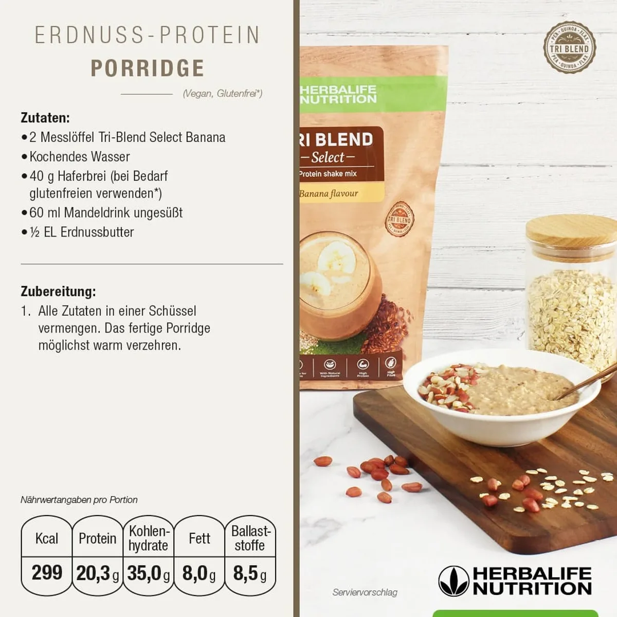 Erdnuss-Protein Porridge