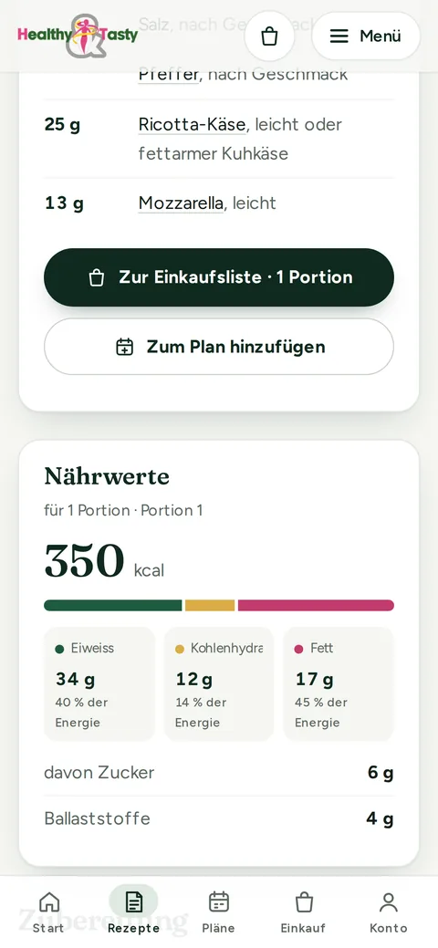 Rezept mit Nährwerten